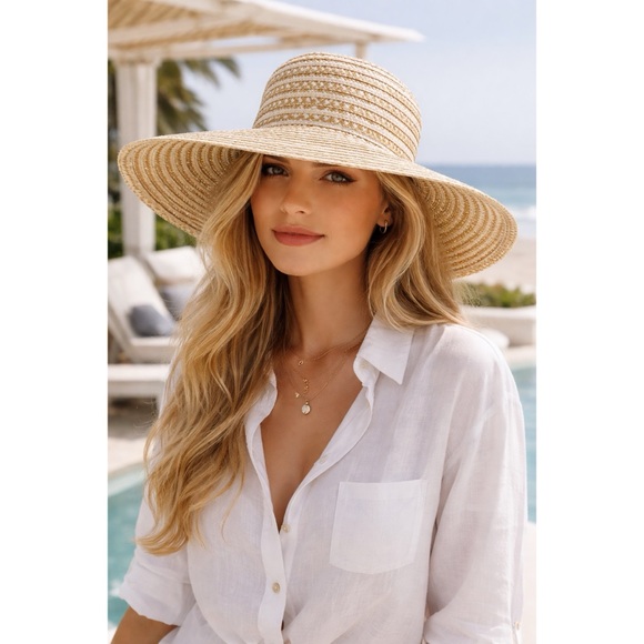 Eric Javits Accessories - Eric Javits New York Straw Hat Sunhat Packable Wide Brim UPF 50+ Stripes